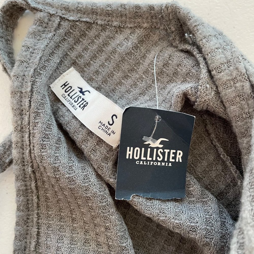 NEW Hollister Waffle Knit Sweater Size Small Colorblock Front Tie Open Back NWT - Picture 6 of 7